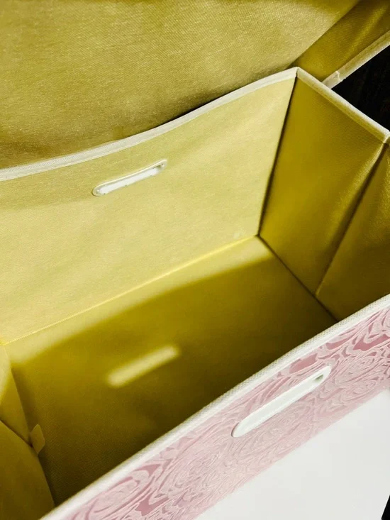 Large Pink Rose Pattern Fabric Storage Box - Picture 2 of 3